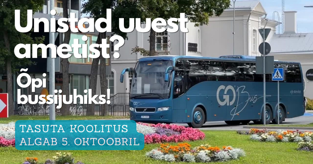 Tasuta bussijuhi koolitus ja töökoht Go Bus-ilt! Start 5. oktoobril. Tasuta bussijuhi koolitus ja töökoht Go Bus-ilt! Start 5. oktoobril.