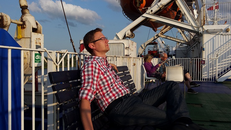 Autojuht ja koolitaja Lenno Põder puhkamas laeval sõidul Travemündest Ventspilsi